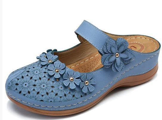 Dame blomst dekorerede clogs med ergonomisk fodseng Stilla