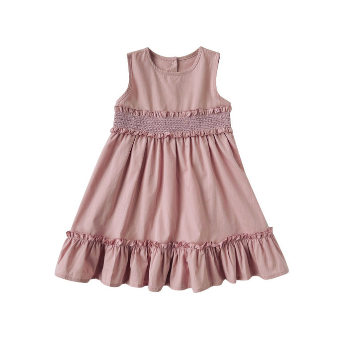 Pige Smocked A-linje Sundress med Rüschensaum Stilla