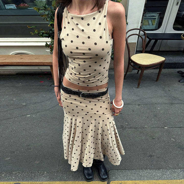 Dame Polka Dot Flared Maxi Kjole Stilla