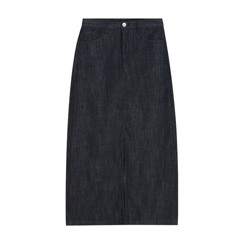 Dame Midikjole lavet af højkvalitets denim med høj talje og elegant trompetlook Stilla
