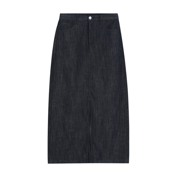 Dame Midikjole lavet af højkvalitets denim med høj talje og elegant trompetlook Stilla