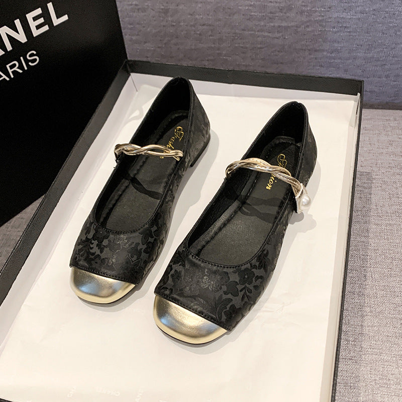 Dame Elegante Floral Mønstret Mary Jane Ballerinas med Dekorativ Rem Stilla