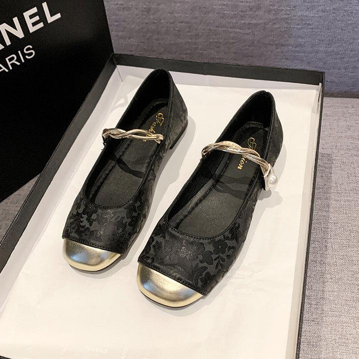 Dame Elegante Floral Mønstret Mary Jane Ballerinas med Dekorativ Rem Stilla