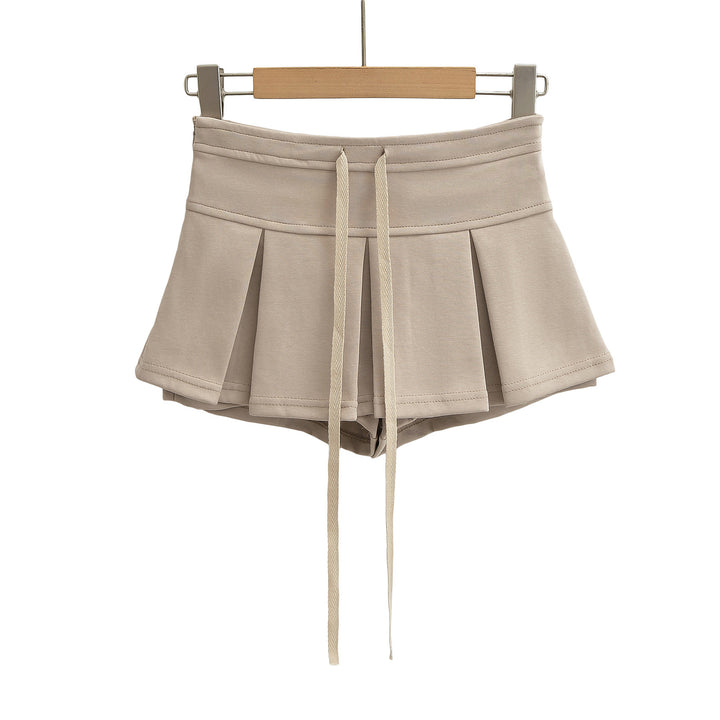 Dame sporty plisserede shorts med justerbar snor og elastisk talje Stilla