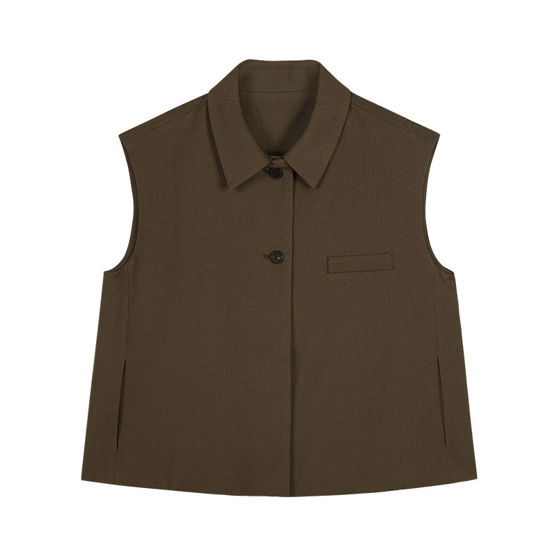 Dame ærmeløs overshirt med knapstolpe og struktureret stof Stilla
