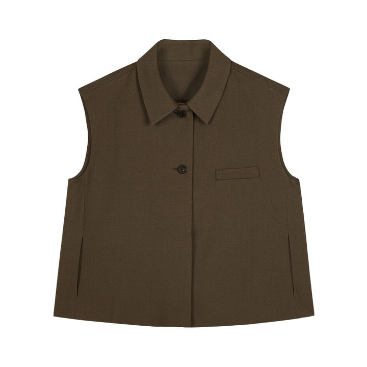 Dame ærmeløs overshirt med knapstolpe og struktureret stof Stilla