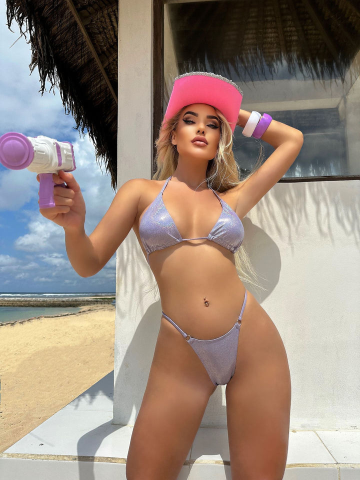 Dame Micro-Bikini-Sæt med glitrende detaljer og justerbare stropper Stilla