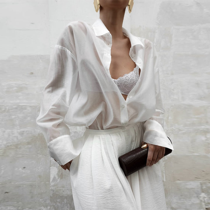 Damernes Gennemsigtig Bluse med elegant snit og moderne akcenter Stilla