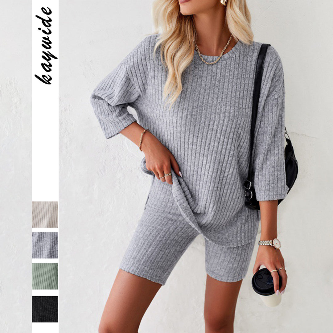Damer Casual Strik-Top med moderne snit og shorts-omslagslook Stilla