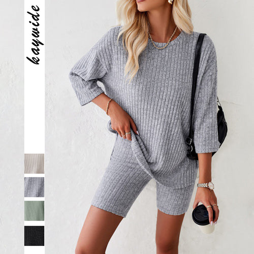 Damer Casual Strik-Top med moderne snit og shorts-omslagslook Stilla
