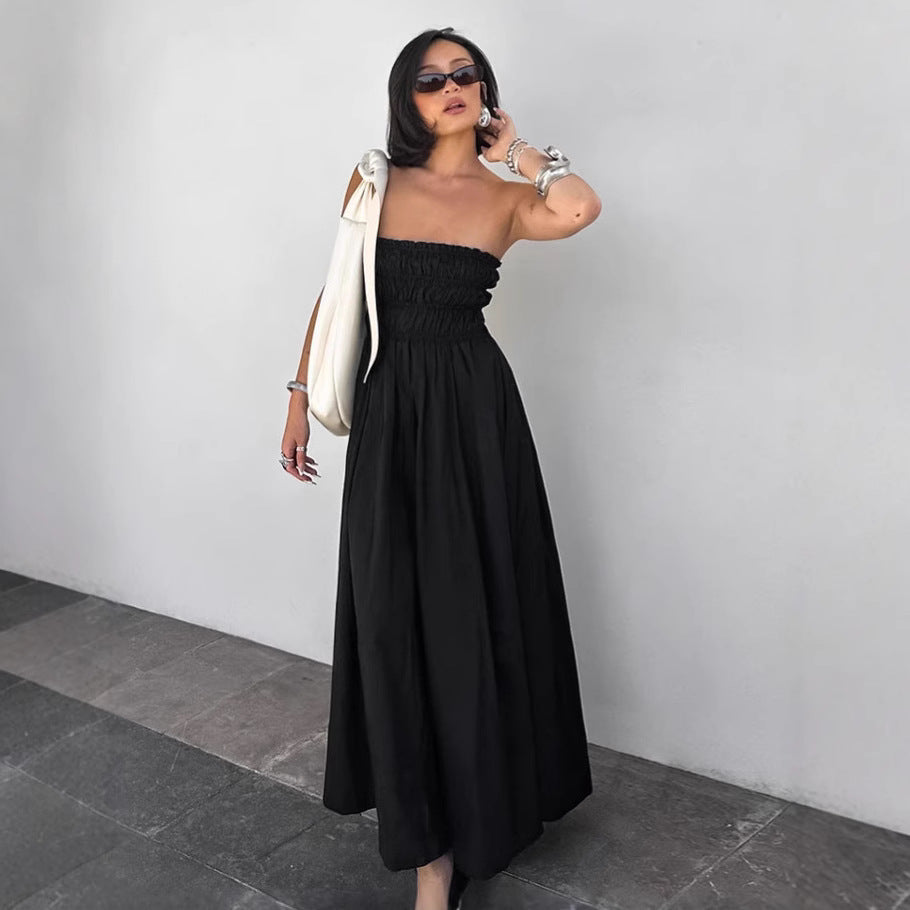 Dame Maxi-kjole med off-shoulder design og elastisk taljebånd Stilla