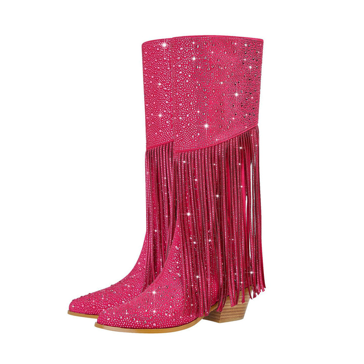 Femme Stiletto Fransen Strass Støvler Stilla