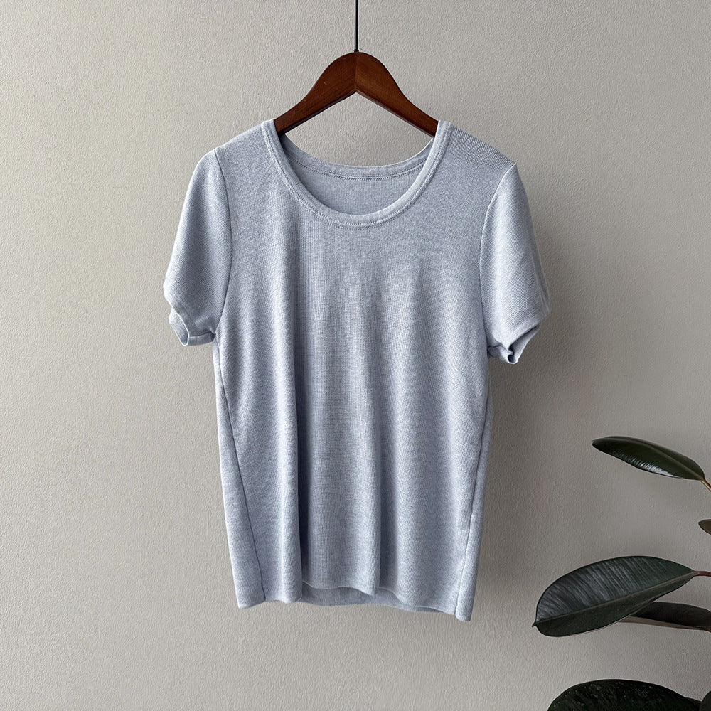 Dame simpel rund halsudskæring T-shirt i blødt materiale Stilla