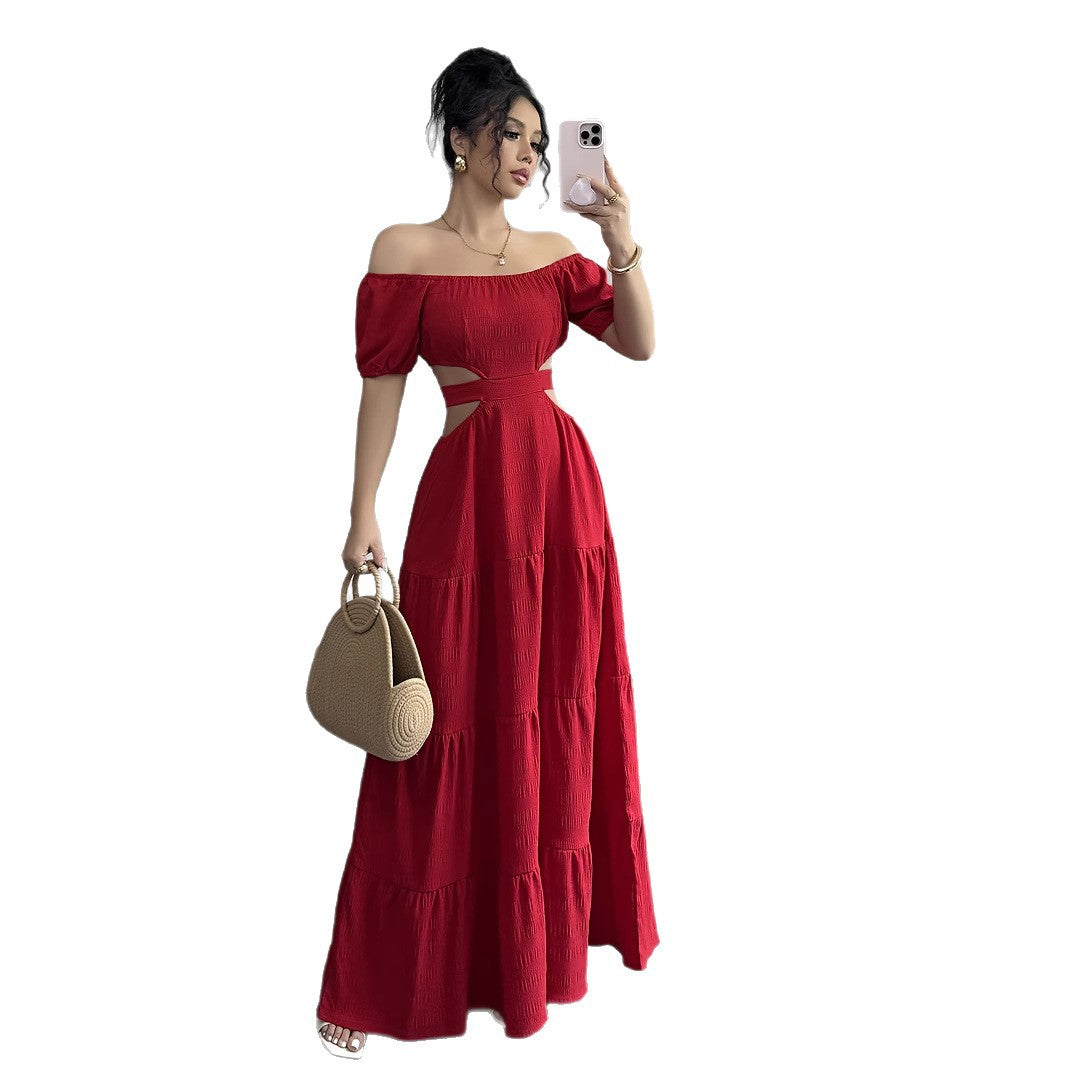 Dame Off-Shoulder Maxikjole med Cut-Outs og voluminøse ærmer Stilla