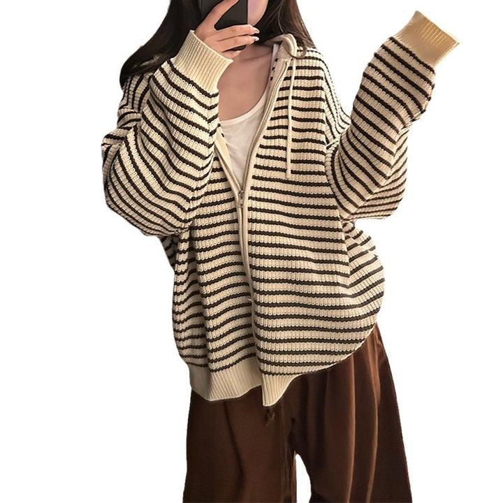 Kvinders oversized cardigan med lynlås og hætte Stilla