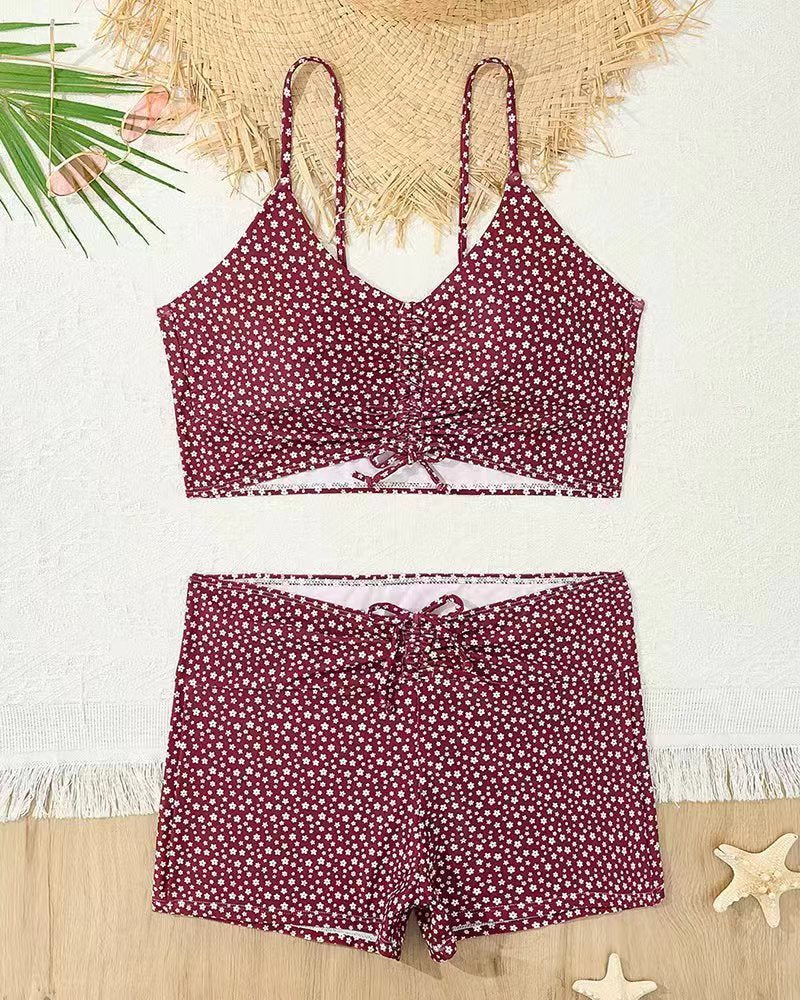 Dame bikini med blomstret flæse design og justerbare stropper Skovae