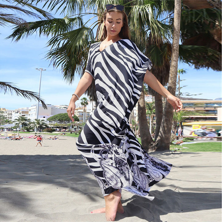 Dame elegant strandkaftan med usædvanligt mønster Stilla