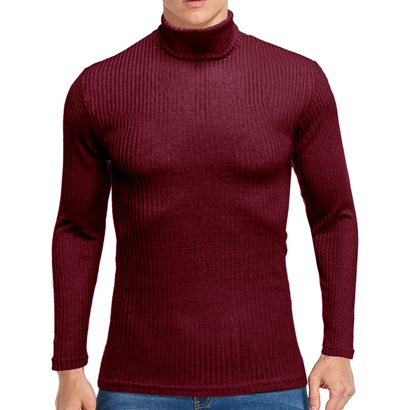 Herrer rullekravepullover i fint ribstrik Stilla