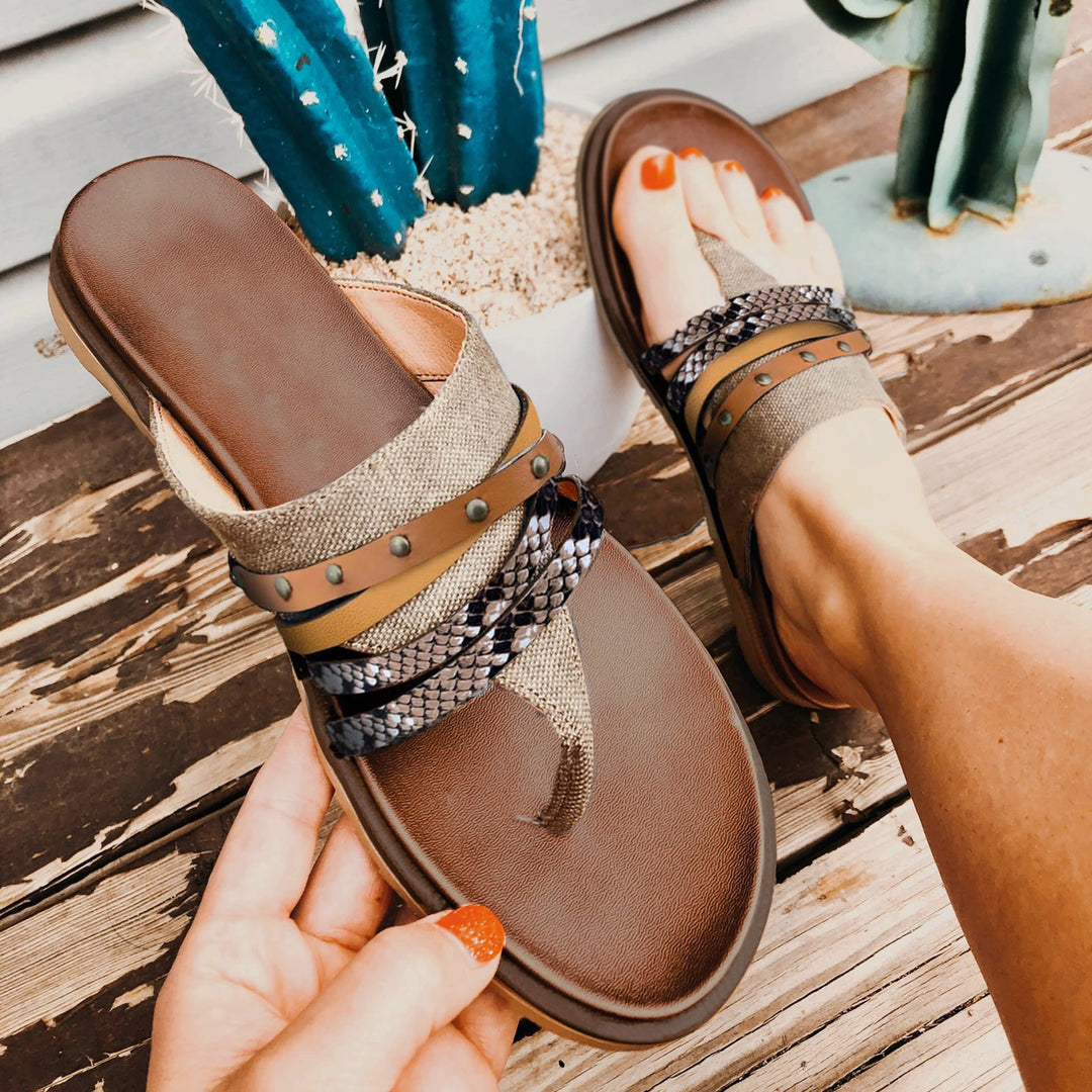 Dame Mode Tåsplit-sandaler med limede remme og skridsikker sål Stilla