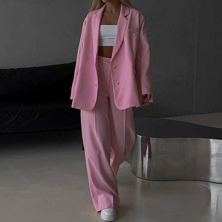 Kvinders elegante to-delte sæt med oversized blazer og brede bukser Skovae