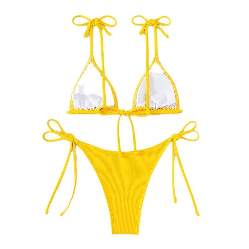 Dame triangel-bikini-sæt med justerbare bindebånd og struktureret overmateriale Skovae
