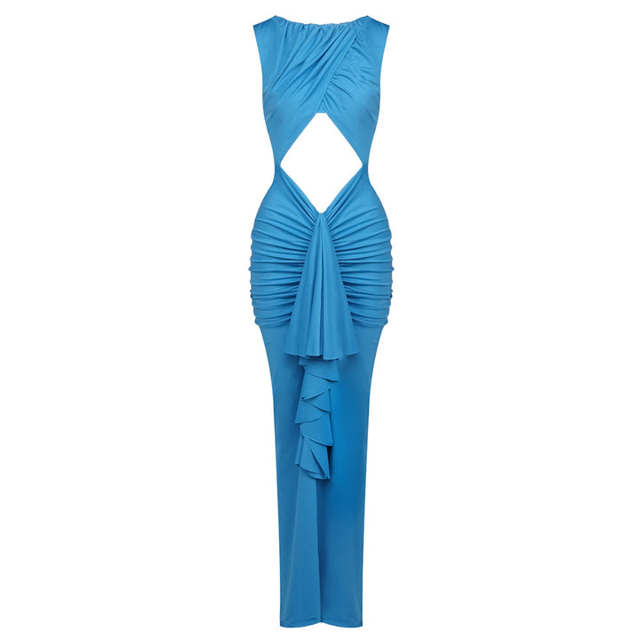 Dame Maxi-kjole med innovative cut-outs og raffineret drapering Skovae