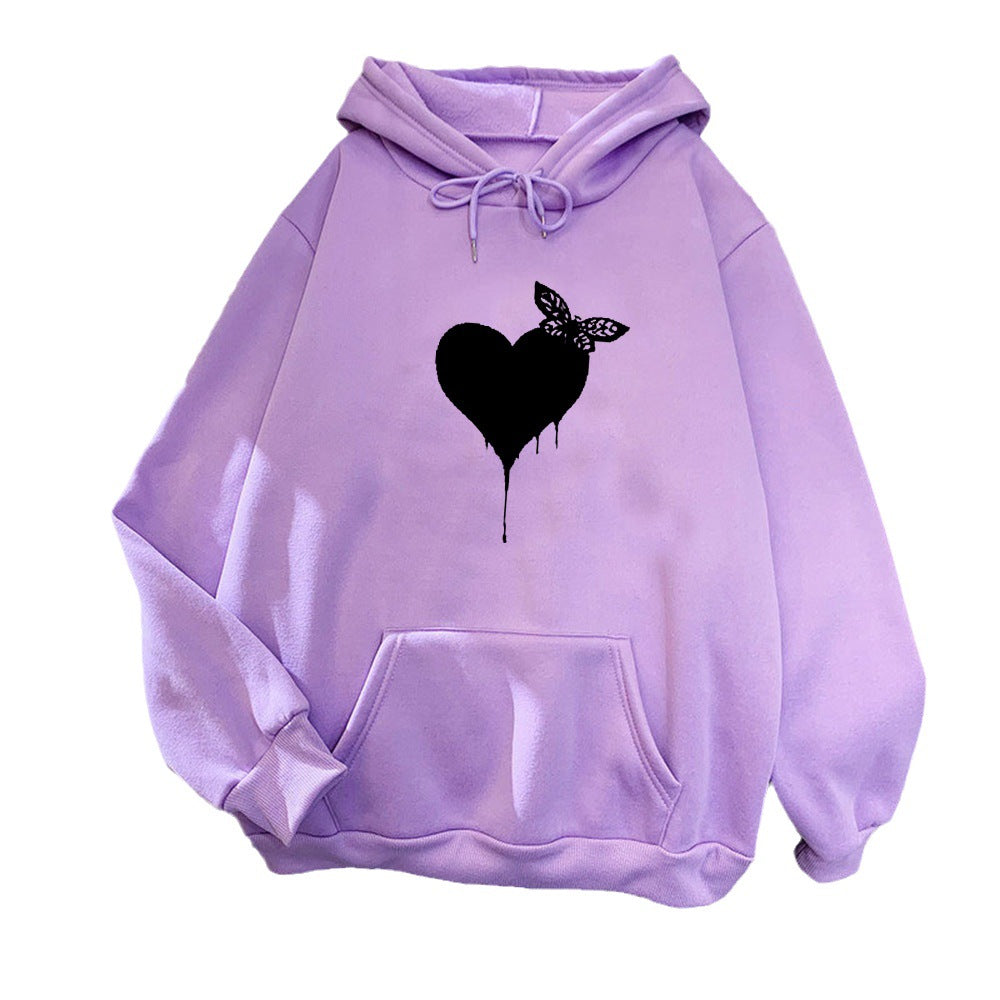 Kvinders hoodie med kreativ hjerte design Skovae