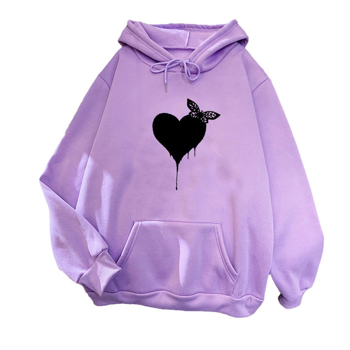 Kvinders hoodie med kreativ hjerte design Skovae