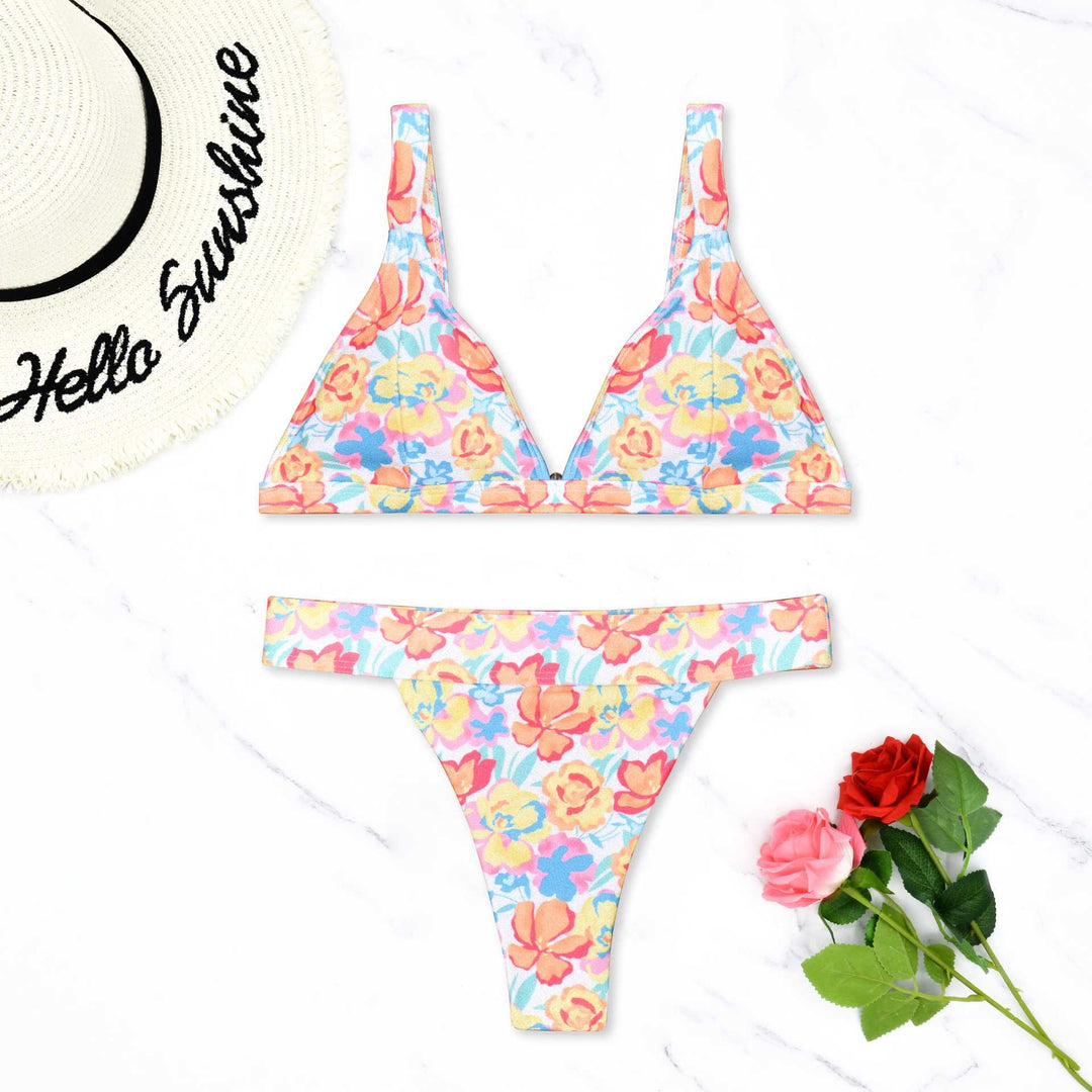 Dame Triangel-Bikini-Sæt med justerbare stropper og høj talje Stilla