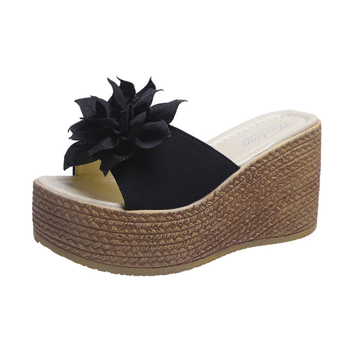 Dame platform sandaler med blomsterdekoration og skridsikker sål Stilla
