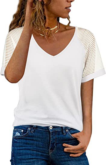 Dame sporty V-hals T-shirt med netærmer Stilla