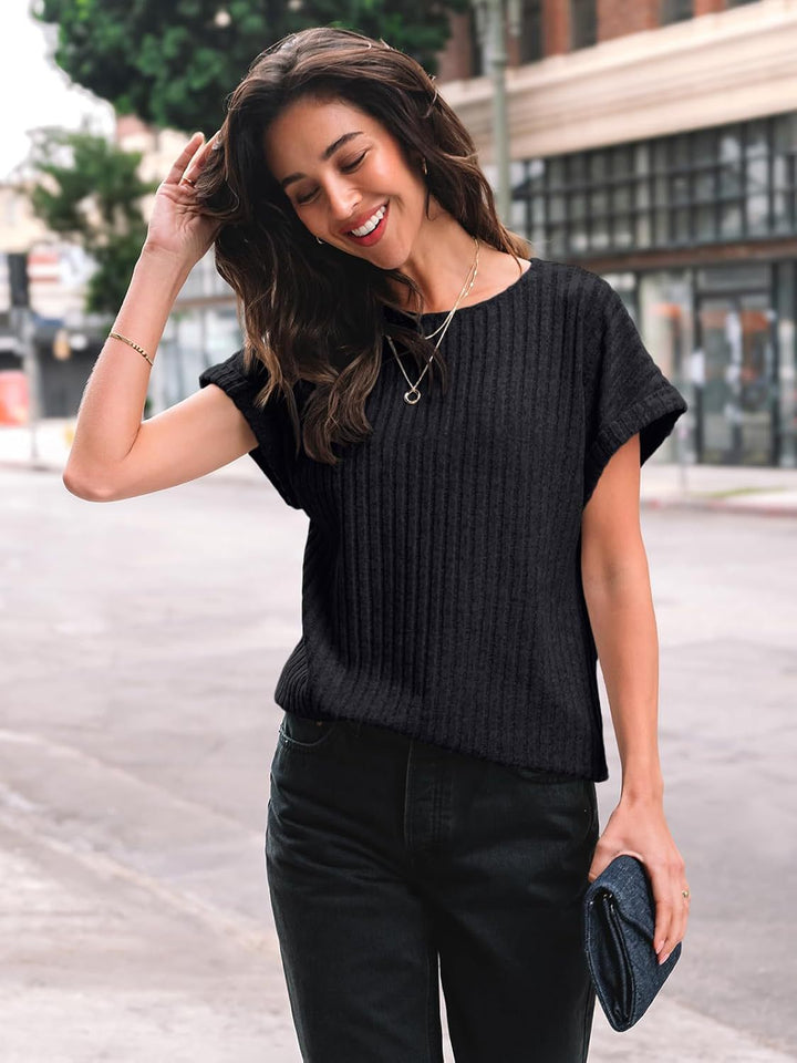 Dame ribstrik top Stilla