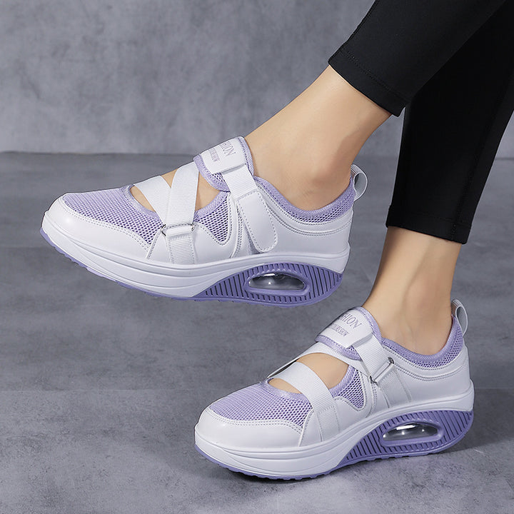 Dame nan stabiliserende komfort-sneaker med luftpolstret kile sål og velcro-rem lukning Skovae