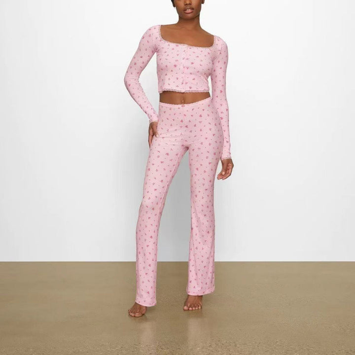 Dame Floral Print Flared Bukser Stilla