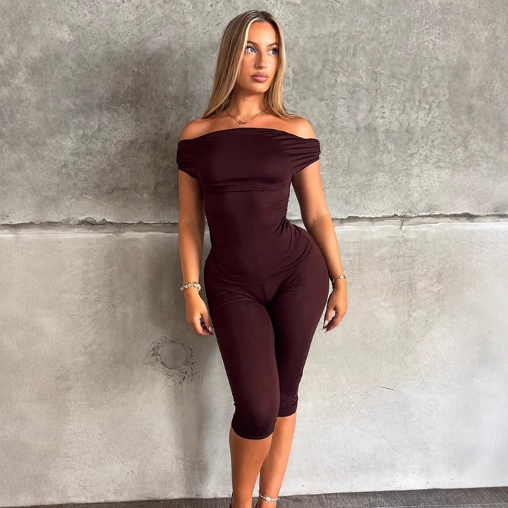 Dame Elegant Jumpsuit med Off-Shoulder Design og Rynker Skovae