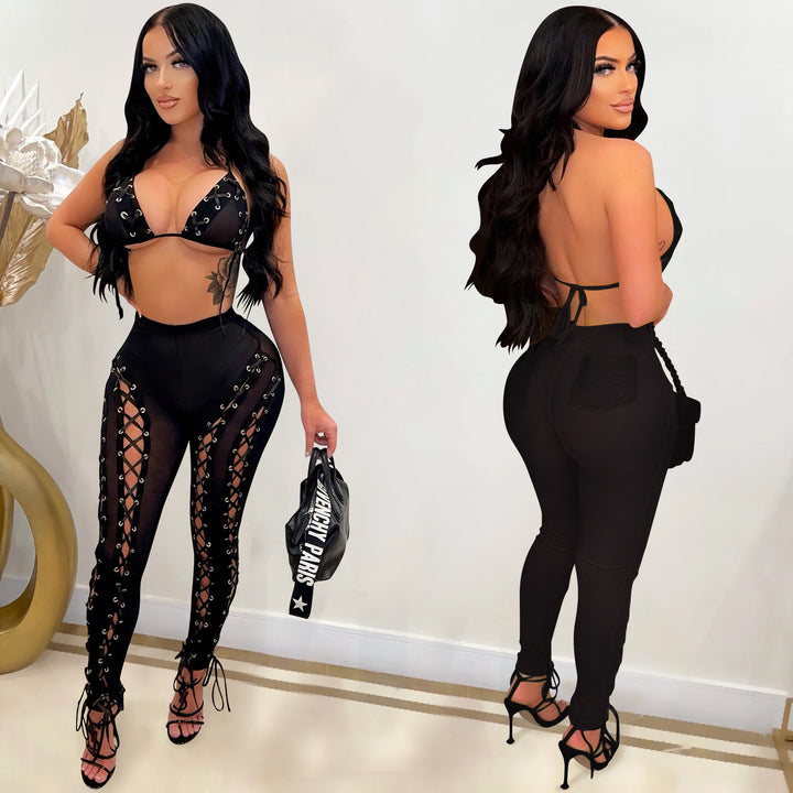 Dame Sporty Crop-Top og High-Waist Leggings Sæt Stilla