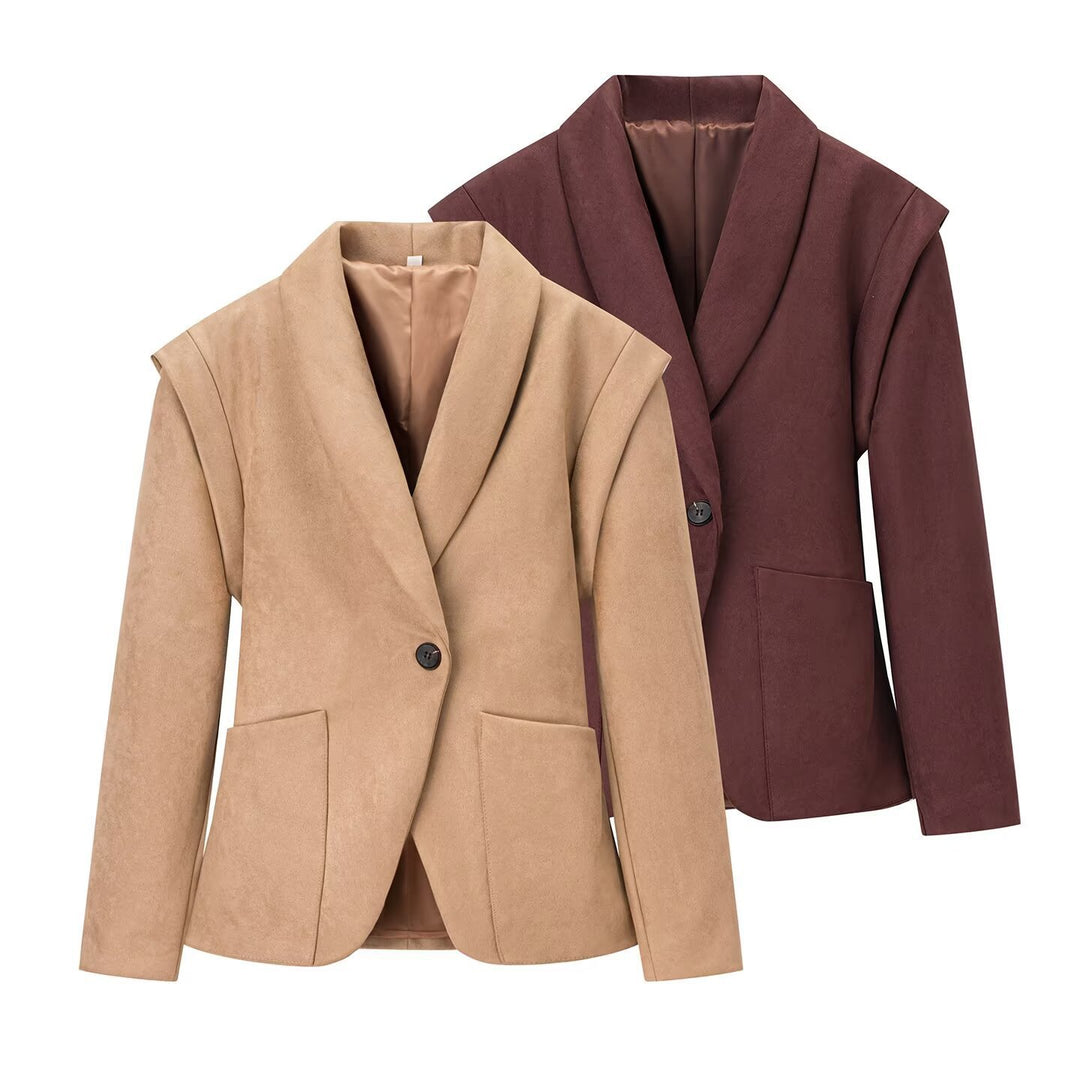Kvindernes fashionable blazerjakke lavet af blødt suede imitation Stilla