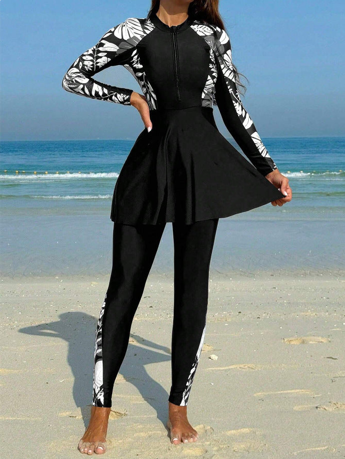 Dame Longsleeve Rashguard med Skirt Skovae
