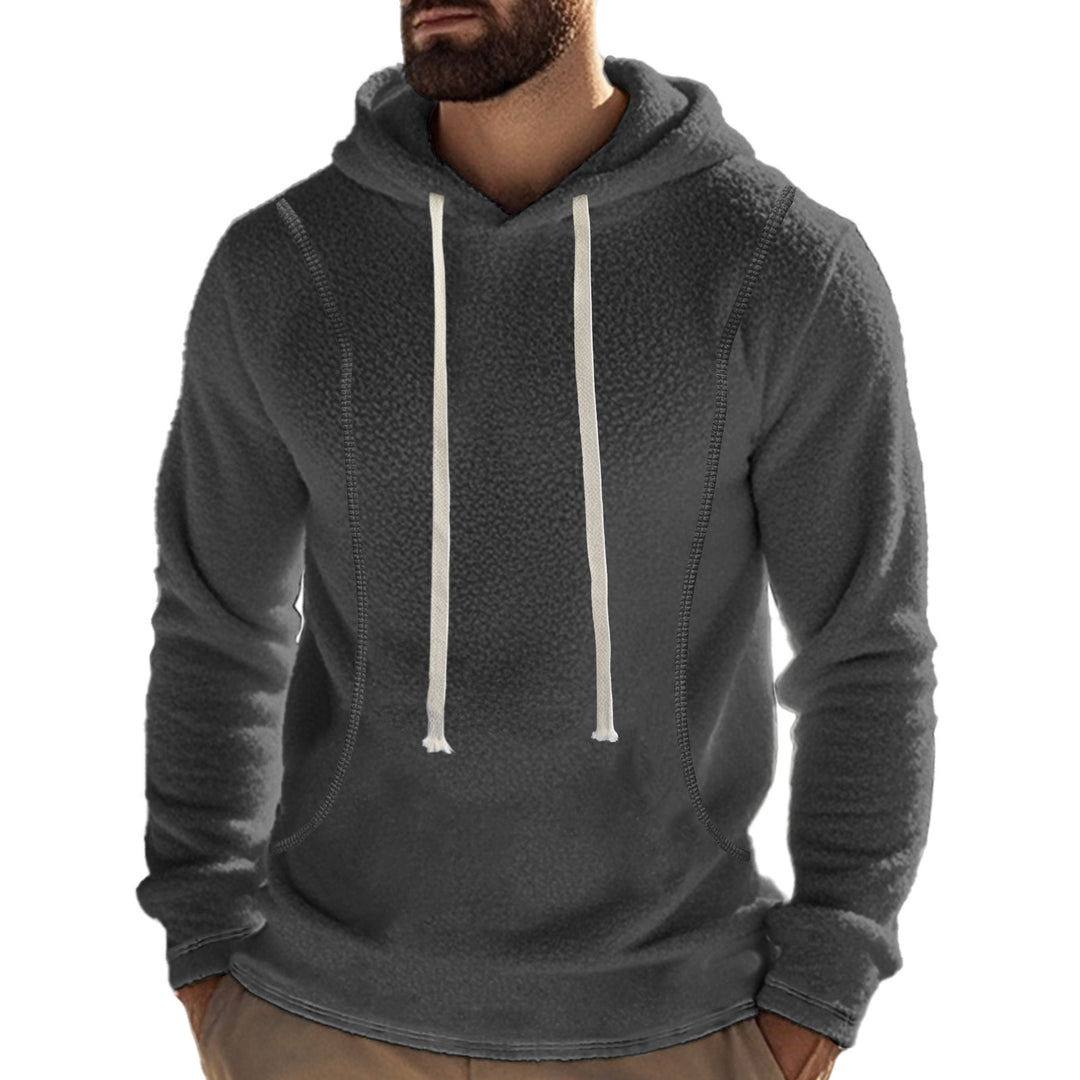 Herre behagelig hættetrøje i blødt fleece med dekorative syninger Stilla