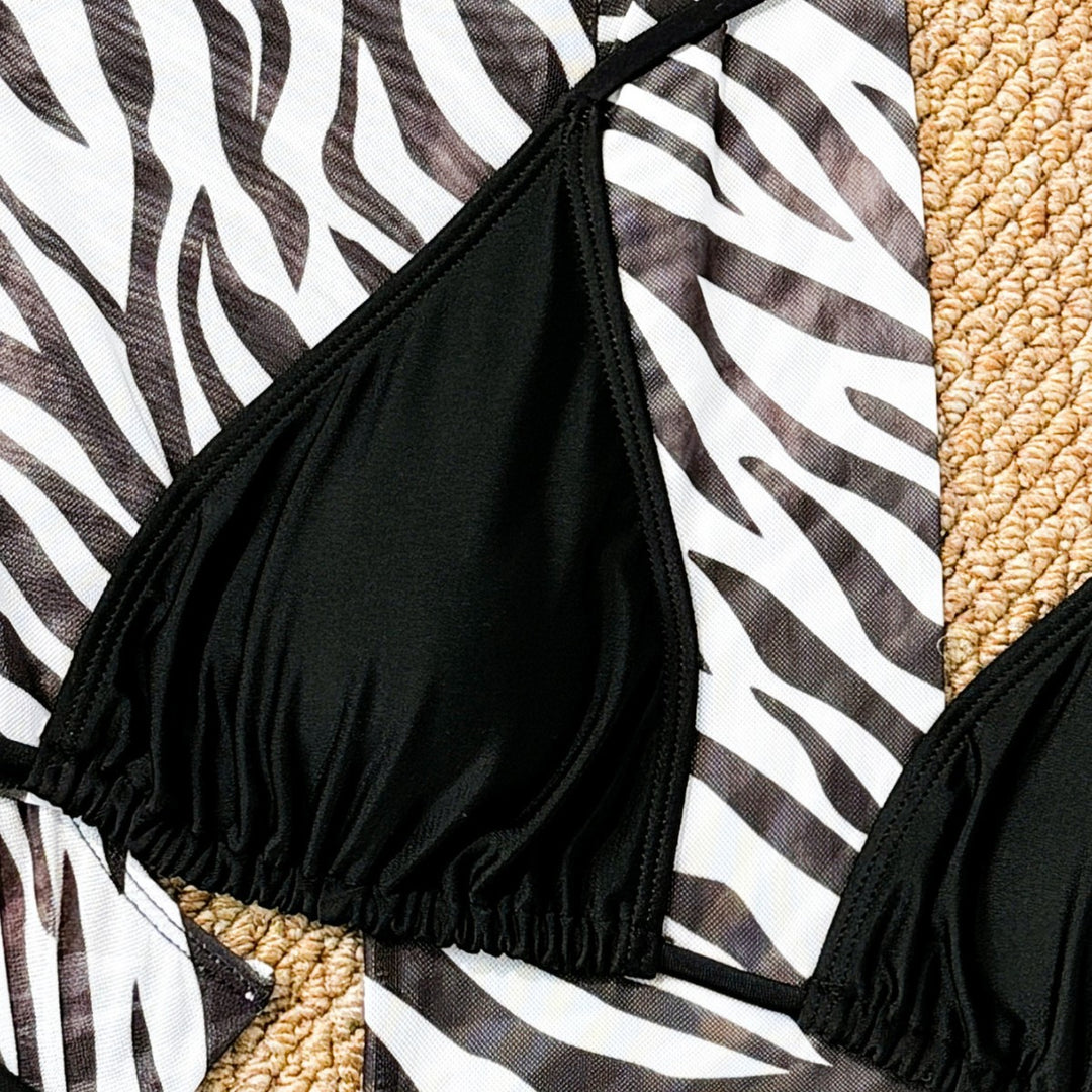 Dame indpakningsoberteil med elegant zebra-mønster Stilla