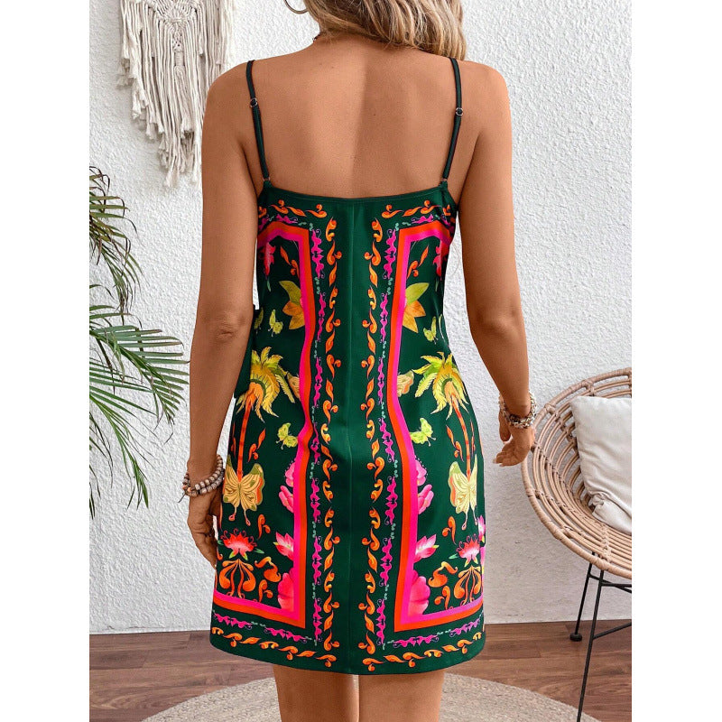 Femme Vibrant Floral Wrap Kjole med justerbart bånd Stilla