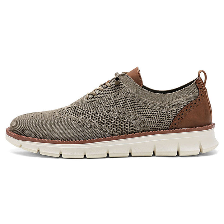 Herrer nan strikket Business-Casual snørebåndssko med Wingtip dekoreret hulmønster og fleksibel EVA-sål Skovae