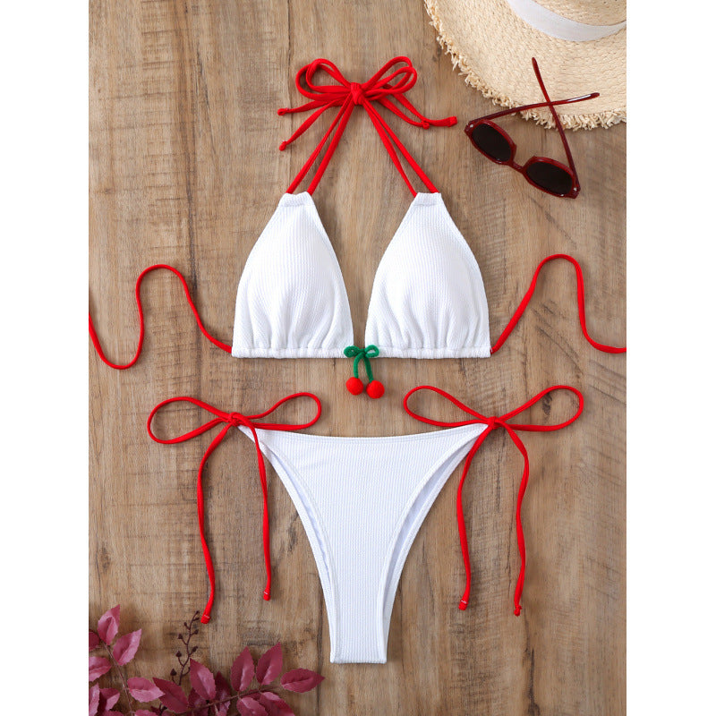 Dame Triangle-Bikini med legesyge knuder og frugtige detaljer Skovae