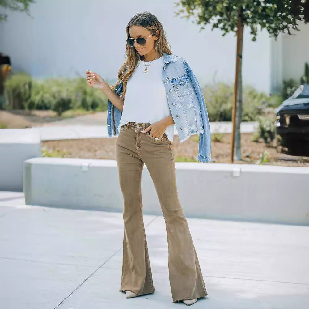 Dame Højt skårne Bootcut Jeans Stilla