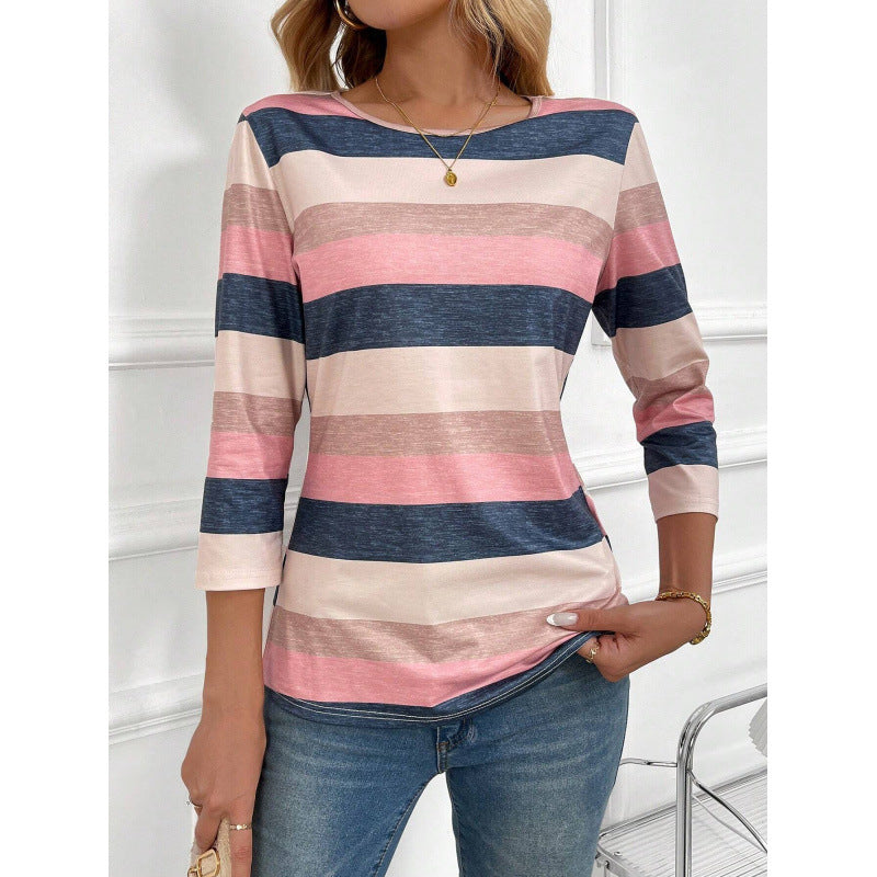 Dame Stribet Langærmet T-Shirt Stilla