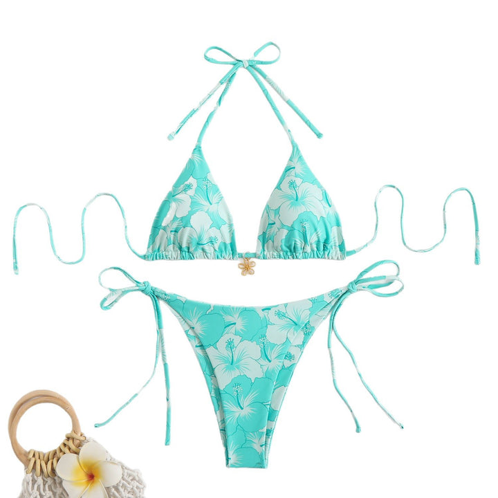 Dames triangel-bikini med elegante blomsterdetaljer Skovae