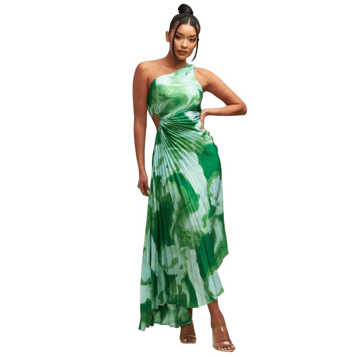 Dame asymmetrisk maxikjole med elegant drapering Stilla