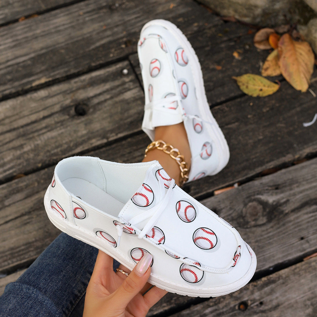 Dame Mode Slip-On Sneakers med Baseball-motiv Stilla
