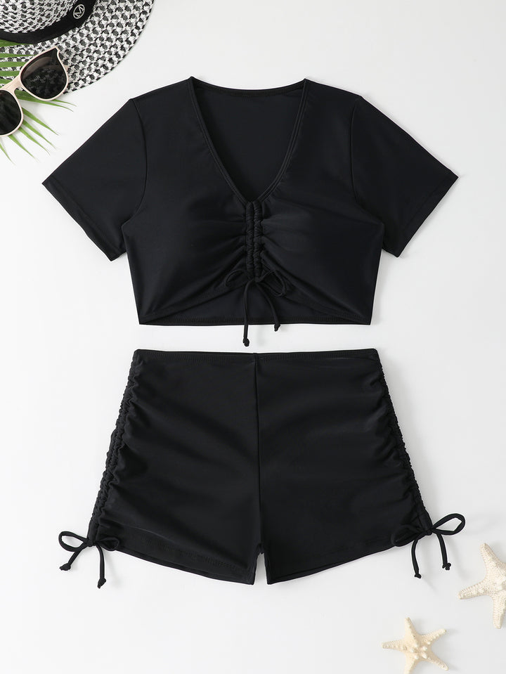 Dame Sporty Crop Top og Shorts Sæt Skovae