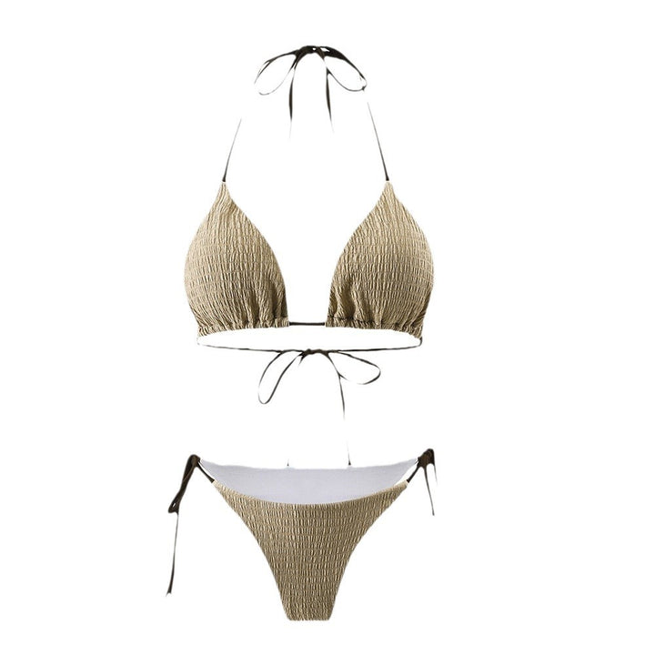 Dame Triangel-Bikini-sæt med fin struktur og justerbare snøringer Stilla